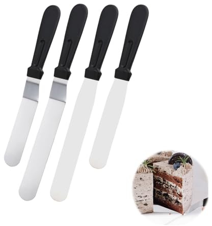 Winkelpalette Torte 4er Set – Unterschiedlich Große Tortenspachtel Tortenmesser aus Edelstahl, Torten Zubehör Tortenschaber Fondant Glätter, Backzubehör für Torten backen zum gleichmäßigen Verteilen