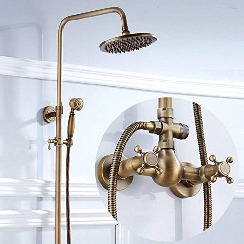 European Retro Antique Brass Shower Set Bathtub Shower Faucet with Handle