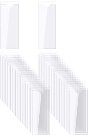 QUARKZMAN 50 Stück Etikettenhalter Selbstklebend, 3.5 x 9 cm Visitenkartentaschen Regal Tag-Halter, Transparent Beschriftungsschilder für Supermarkt, Bücherregal, Zuhause, Büro