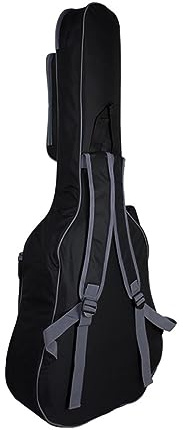 CVUTOVO Gepolsterter Gitarrenrucksack Akustikgitarren für 41 Zoll Akustikgitarre Gitarrentasche aus Schwarzem Nylon mit Doppeltem Gurtpolster und Dickem Schutz zum Komfortablen Tragen