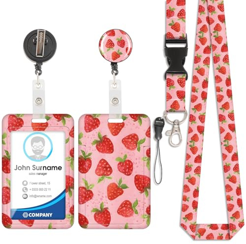 ID Badge Holder mit Lanyard, Modische Sliding Ausweishülle, Lanyard Kartenhalter mit Einziehbarem Clip, Kunststoffkoffer mit Abnehmbare Schnur, Vertikale Karte Schutz für Krankenschwester (Stil 13)