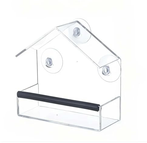 ShiningUU Vogelfutterstation für Fenster, Acryl, zum Aufkleben, mit 3 starken Saugnäpfen für kleine Vögel, für den Außenbereich
