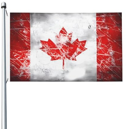 Bandiera del Canada retrò da 90 x 1,5 m su entrambi i lati, resistente, per esterni e giardino, perfetta per interni ed esterni