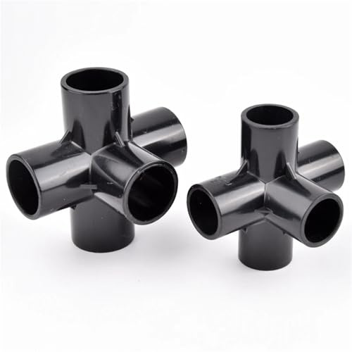 MEXEWORD Conector de tubería de PVC Negro de 20/25/32 mm, Conector Tridimensional de 3/4/5/6 vías, Adaptador de unión de tubería de Agua for riego de jardín.(5 Ways Joint 20mm)