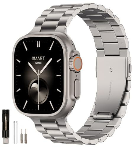 QAZNZ metallarmband för Apple Watch 42 mm 44 mm 45 mm 46 mm 49 mm 40 mm 41 | Ersättningsarmband i rostfritt stål för iWatch Ultra 3 2 1, iwatch Series 10 9 8 7 6 5 4 3 2 1, SE, dam herr business