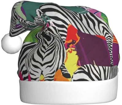 VCzsdff Weihnachts-Stirnbänder mit Zebradruck, Unisex, Erwachsene, jährliche Zeremonie, Dekoration, Weihnachtsbaum, Schneemann, Weihnachtsmannmütze, 1 Stück
