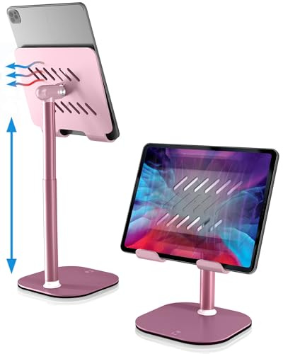 COOPER TabHolder Tablet Stand, iPad Stand for Desk, Portable Monitor Stand | Height Adjustable, 270° Tilt, Weighted Base; iPad Holder for all iPad Pro, Kindle, Galaxy Tab, 15.6-17 Monitors up to 2kg
