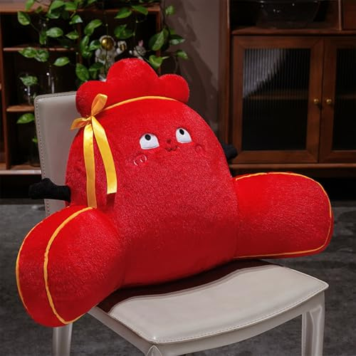 XFNWT Sängryggstöd kudde med armstöd kramkudde för ländryggens huvudstöd, läskudde för säng eller stol, perfekt för att vila, läsa, titta på TV, spel för pojkar och flickor, röd – 75 x 45 cm