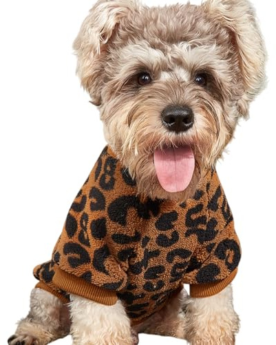 Hixingo Hundepullover für Kleine Mittelgroße Grosse Hunde, Hundepullover Fleece mit D-Ring Warme Winter Katzen Sweater Weicher Bequeme Waschbar für Kaltes Wetter (M24 Leopard,XS)