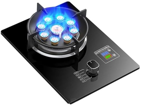 Gas Stove 1 Burner, 5.2KW Indoor Cooker, Nine-cavity High-fire Timer, Portable Hob Cooktop, for Home Kitchen Camping Garden Catering(LPG)