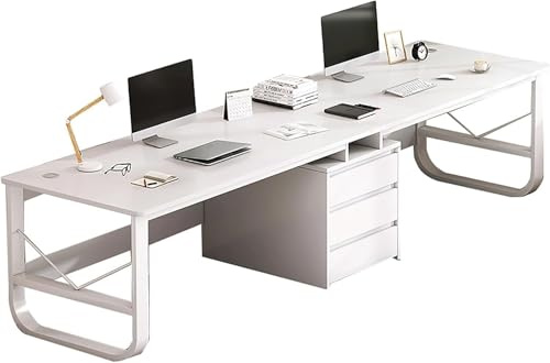 Mesas dobles, mesas de computadora súper largas, mesas con cajones, estaciones de trabajo dobles en oficinas familiares, mesas de computadora de madera grandes, escritorios A,200CM
