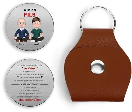 Cadeau Plus Câlin De Poche Personnalisé - Fais De Ton Mieux Fille Fils - Porte Clef Personnalisable, Porte Clef Cuir, Calin De Poche, Porte Clé Papa, Porte Clé Personnalisé Fete Des Peres