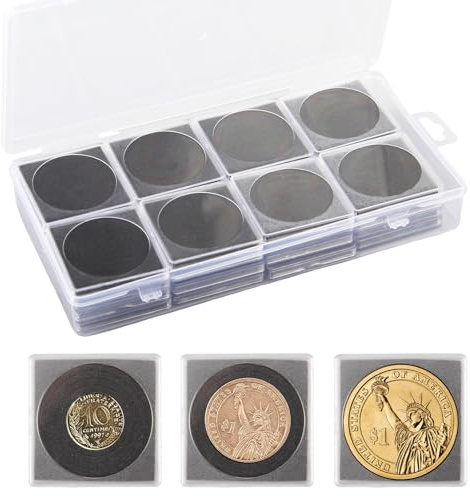 JINXIAN 32 Pièces Ensembles de Capsules 46 mm Classeur Piece 2 Euros | avec (20/25/30/35/40 mm) Entretoises Réglables et Une Carrée Etuis de Capsules de Monnaie pour Rangement Pieces de Monnai