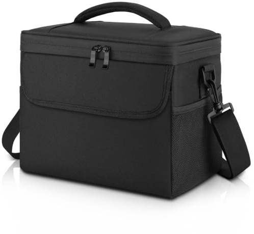 Quirlig Borsa Termica Porta Pranzo 10L, Borsa Porta Pranzo Uomo Donna, Borsa Frigo Piccola con Tracolla regolabile e Manico per Lavoro, Ufficio, Scuola, Picnic e Viaggi, Nero