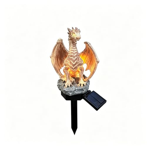 Solar-Gartenlampe in Drachenform, Kunstharz, Outdoor-Nachtlampe, Drachenfigur, Nachtlicht für Hof, Terrasse, Weg, Landschaftsdekoration