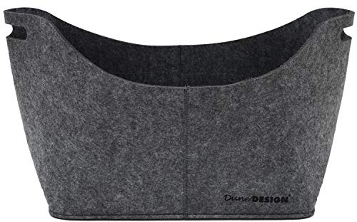 DuneDesign Bolsa XL de Fieltro Sintético 40x25x30cm para Compra leña 15kg Gris