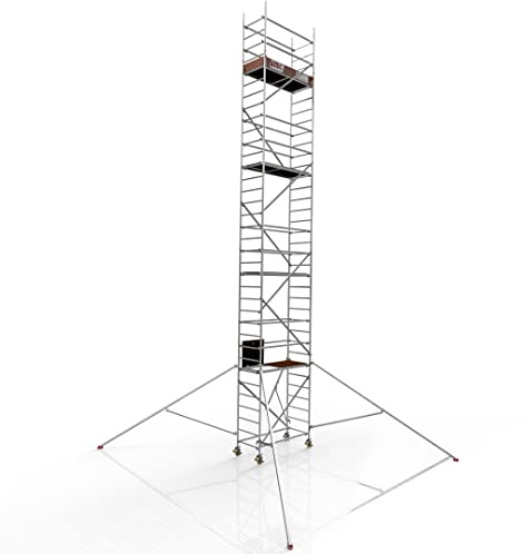 ALTEC Rollfix 2.0 1000 | 10m Arbeitshöhe | bremsb. Lenkrollen (Ø150mm) | Dreieckausleger | Made in Germany | TÜV | belastbar 200kg/m² | Norm - DIN EN 1004-1 | Modulares Arbeitsgerüst | Alu-Gerüst