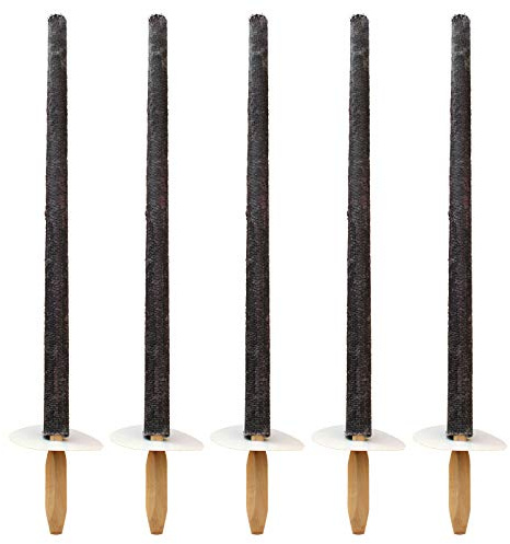 Ebersbacher Kerzenfabrik GmbH Gartenfackeln Wachsfackeln mit Handteller, 5 Stück, grau, Größe: ca. 30 x 700 mm Filzfackel Holzfackel Partyfackel