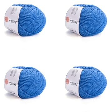 YarnArt Weiches Baumwoll-Acryl-Mischgarn – für Amigurumi, Häkeln und Stricken, DK Gewicht, Ganzjahres-Bastelgarn für Kinder und Erwachsene, Babyartikel und Accessoires, 160 m/50 g, 4 Stück (17/2)