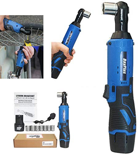 Yiyai Elektrische Ratschenschlüssel Set - 3/8 Akku Ratschenschlüssel mit 2 x 1500mAh Lithium-Ionen-Akku und Ladegerät, 7 Steckschlüssel, 1 x Aufbewahrungsbeutel