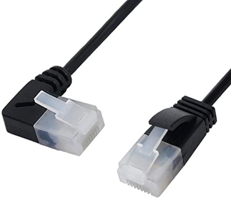 chenyang Cat6 Ethernet Kabel,90 Grad rechtwinklig RJ45 UTP Netzwerk Verlängerungskabel Patchkabel Cat6a Lan Kabel für Laptop Router TV BOX 2.0M