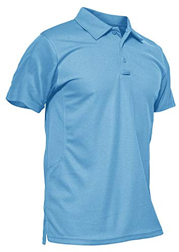 KEFITEVD Sweatshirt Herren Kurzarm Golf Shirt Leicht MTB Fahrrad T-Shirt Basic Sportshirt mit Kragen Outdoor Kleidung Männer Dünnes Sommershirt Hellblau 2XL