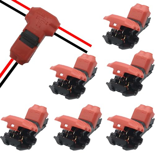 CTRICALVER Niederspannung Kabelverbinder Ohne Abisolierung T-Typ 2 Pin, 6 Stück, rot 1