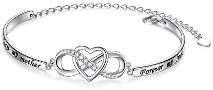 Flyow 925 Sterling Silber Unendliches Liebesherz Armband mit Inspirierender Botschaft für Mutter Tochter Schwester, Verstellbarer Armreif Armband Schmuck Geschenke