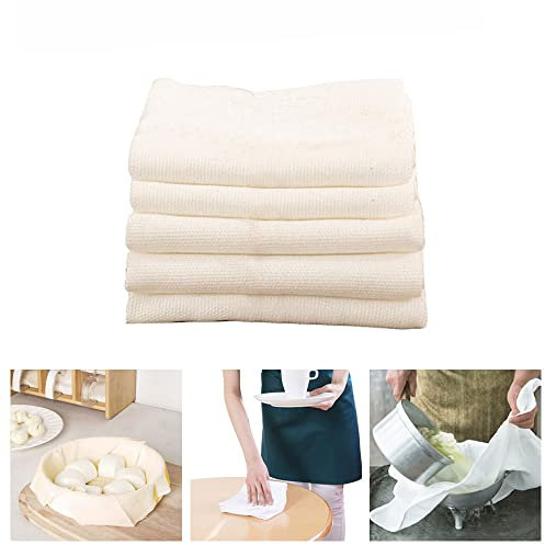 OTTYMO 5 Stück Passiertuch Käsetuch Küche Leinentuch Saft Filtertuch Wiederverwendbar Siebtuch Hochtemperaturbeständiges Filter Cloth für die Zubereitung von Wein Nussmilch Gemüsesäften(50 * 50cm)