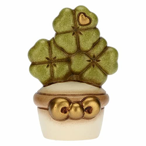 THUN - Vasetto Soprammobile Porta Fortuna con Quadrifogli - Ceramica - Bomboniere - h tot. 6.5 cm