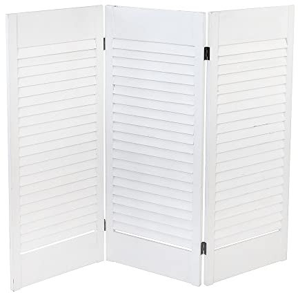 Fensterparavent CLOSED weiß shabby mit Lamellen Hamptons Beachhouse Sichtschutz Shutters