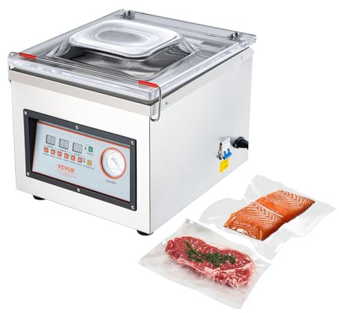 VEVOR Chamber Vacuum Sealer, 320W Sealing Power, Vacuum Packing Machine for Wet Foods, Meats, Marinades and More, Compact Size with 12.6 in Sealing Length, Applied in Home Kitchen and Commercial Use