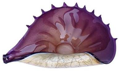 Glasschale Muschel lila Jozy Art Queen 35cm Kristallglas Deko Handmade