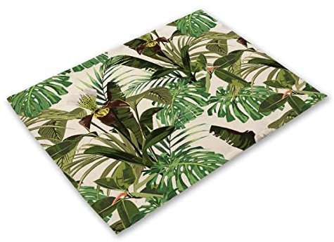 Salvamanteles Hoja Verde Juego de 4 Manteles Individuales bajoplatos Aislante Calor Lino Antimanchas Antideslizantes decoración Mesa Comedor Cocina 45X30cm
