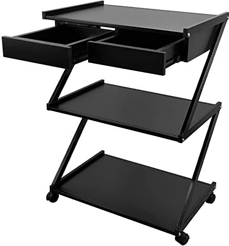 EBANKU 3-Tier Rollwagen mit Schublade, Metall Utility Cart Rollwagen Organizer Wagen mit Rädern für Küche Make-up Badezimmer Büro