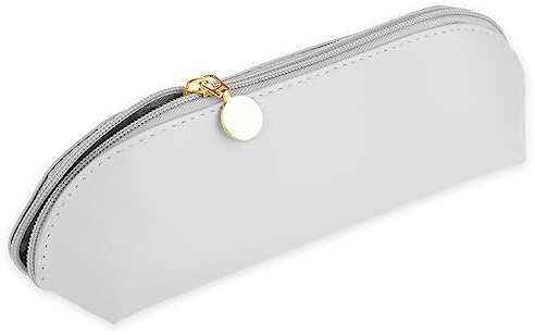 cobee Large Travel Makeup Brush Holder, Portable PU Makeup Organizer Zipper | Anti Fall Out Makeup Tools Organizer Makeup Brush Travel Case Cosmetic Pouch Bag for Travel Home Office(White)