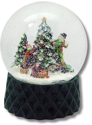 Sfera di neve per albero di Natale, decorazione della famiglia, albero di Natale, base verde, cubica, Pure Line, diametro 100 mm, 20174