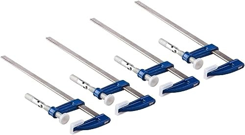 TW Wholesale 4 x F-Clamps Wood Working 50mm x 300mm Heavy Duty Cast Iron Clamp Heads DIY Professional Clamping Woodworking Brick Layer Profile Soft Jaw F Clamp 4 Pieces