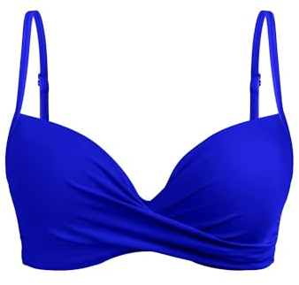 Aqua Eve Top Bikini da Donna con Ferretto, Push-up, Reggiseno da Bagno, Top Imbottito, Blu Reale, L