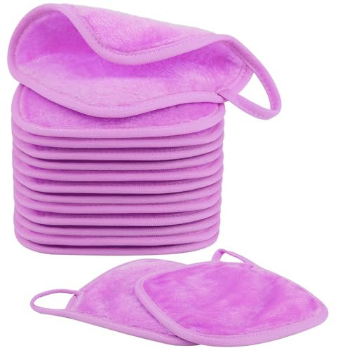 Nineigh 15 Pièces Serviettes Demaquillantes en Microfibres pour Visage, Lingette Demaquillante Lavable, Réutilisable Chiffons Démaquillants pour Toute la Peau (15 x 15cm, Violet)