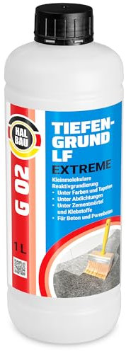 HALBAU Tiefengrund 1 L mit Kaliwasserglas, Silikatgrundierung für Innen, Aussen, Voranstrich für Beton, Farben, Tapeten G02