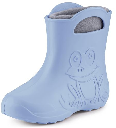 Ladeheid EVA Kinder Jungen Mädchen Gummistiefel Regenschuhe gefüttert LA-CA-03 (Hellblau, 24/25 EU)