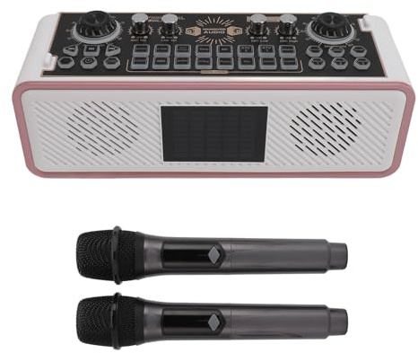 Annadue Haut-Parleur, Kit de Microphone sans Fil, Table de Mixage Sonore avec 5 Modes karaoké, Transmission Numérique OTG pour Téléphone PC