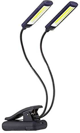 KONTONTY Clip Lamp for Desk Led Book Light BBQ Clamp Light Flexible Dimmable Eye-Care Dual Head Dormitory