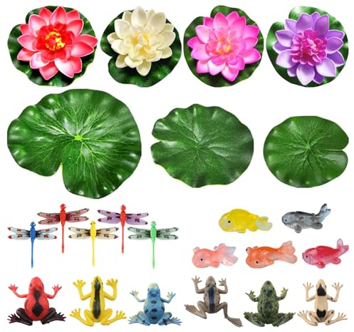 EHDWXVZM 1 Satz Lotusblattdekoration, künstlicher Lotus, Aquariumdekoration, ökologische Flaschenlandschaftsgestaltung, kreative Mikrolandschaftsornamente, simulierte Dekoration