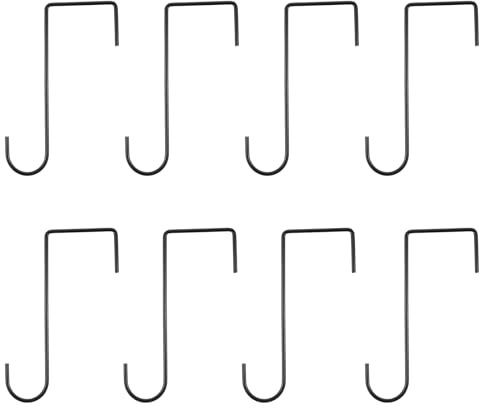 uxcell 8 Pcs Black Powder Coated Metal Vinyl Fence Hooks, Modern Neutral Over-the-Door Mount Hooks for Hanging Outdoor Lights Plants Bird Feeders