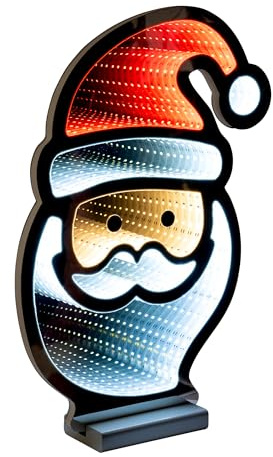 Star-Max LED Weihnachtsmann mit Infinity Effekt, Weihnachtsdekoration für Innenbereiche, beidseitig beleuchtet, inkl. Timerfunktion, 3m Zuleitung und Standsockel, 161 LEDs, 28,5x7x40cm