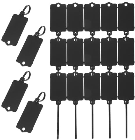 PATIKIL 100 svarta etiketter i plast, 6 x 3,5 cm, förpackning med 100