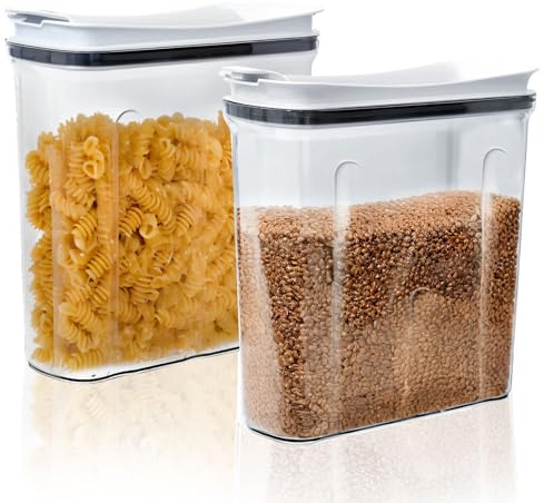 Taylor & Brown Set of 2 Cereal Containers Storage Set, 4L Airtight Food Storage Canisters with Flip Top Lid | BPA-Free Plastic Pantry Organization for Cereal, Flour, Sugar, Rice, and More