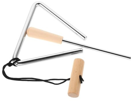 Générique Instrument De Percussion Musical en Acier 5 Triangles Timbales Instrument en Fer Kaki